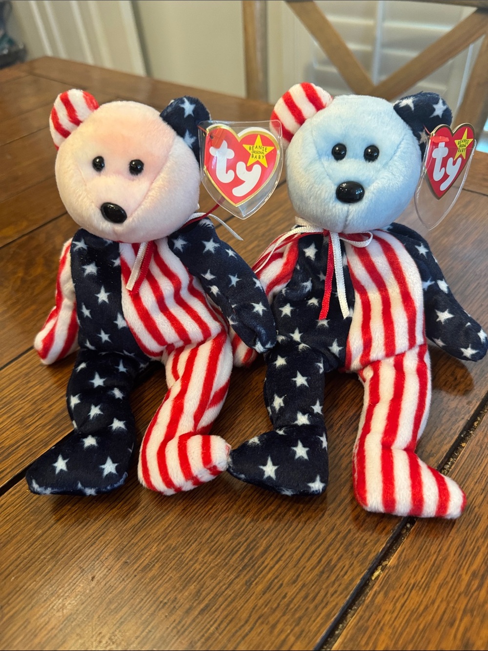Ty Beanie Bear “Spangle” Patriotic Pair Plush - Red White Blue